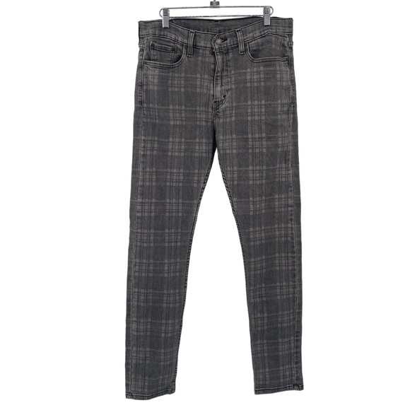 Levi’s Men Plaid Print Gray Slim Tapered Denim Jeans 32 x 34 - Picture 1 of 11